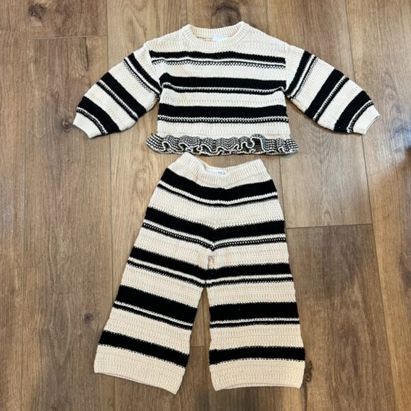 ZARA RUFFLED KNIT SWEATER AND KNIT PANTS